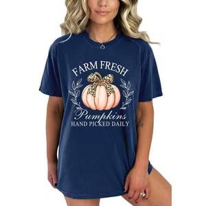 NEW APPLE B pumpkin graphic tee in navy